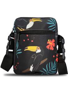 Small Crossbody Shoulder Bag Mini Printed Unisex Fanny Pack - màu đen - Xem 3