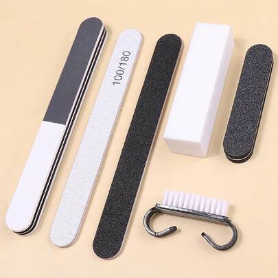  Klimonla 6件套指甲海绵条双面抛光海绵豆腐块打磨条指甲塑形条抛光条指甲表面抛光指甲塑形专用工具套装