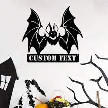 1pc Nghệ thuật treo tường bằng kim loại hình con dơi tùy chỉnh Biển tên con dơi Halloween Trang trí nhà Nghệ thuật treo tường bằng kim loại hình con mèo Bengal Nghệ thuật treo tường bằng kim loại cho vườn cây cảnh - màu đen - Xem 3