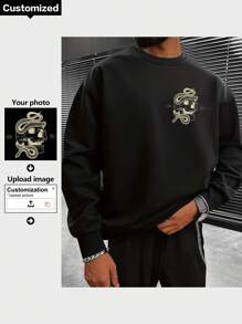 定制男友风格男士运动衫，可定制您自己的图片作为左胸印花，使用您最喜欢的球队、风景、艺术图片或您自己的商店徽标。为男朋友或丈夫定制礼物。