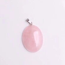 1個40*30毫米天然水晶卵形項鍊,適合女性和男性,粉色蛋白石,帶繩鍊,生日、聖誕心靈禮物,卡片包裝 - 天然石 - 查看 6