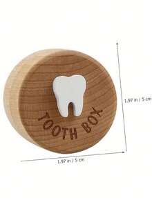 1pc Wooden Tooth Storage Box, Children's Toy, Round Wooden Box For Collecting And Preserving Children's Teeth, Gift For Boys And Girls, Tooth Box - Multicolor - View 2