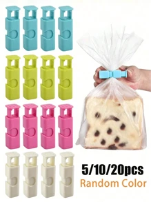 5/10/20件食品密封袋夹可重复使用新鲜食品储存工具塑料封口夹零食面包密封袋家用厨房储物夹（颜色随机） - 彩色 - 查看 1