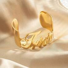 1 pieza Pulsera personalizada de acero inoxidable chapada en oro/plata de 18K, estilo elegante y urbano, diseño personalizable de estilo hip-hop para mujeres, adecuado para uso diario y fiestas, excelente para Acción de Gracias, Navidad, Halloween, Carnaval (solo personalización en inglés) - Multicolor - Ver 3