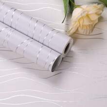 ucdfi 1 卷现代风格条纹壁纸，可移除防水乙烯基贴纸，适用于厨房卧室客厅台面家具、家居装饰 - 白色 - 查看 2