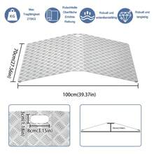 Threshold Ramp Wheelchair Ramp Threshold Ramp, Aluminum Ramp Wheelchair, Threshold Bridge Non-Slip, Curb Ramp Portable With Handles, Load Capacity 270 Kg - 100 X 70 X 10 cm - View 2
