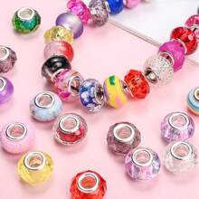 30pcs 9*14mm 9 Style Assortment Colorful Mixed Resin European Large Hole Beads Spacer Beads Rhinestone Craft Beads For DIY Charms Necklace Bracelet Jewelry Making Pen Bead - Multicolor - View 6