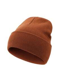 1 chiếc mũ len trẻ em có vành, phù hợp cho trẻ từ 1-7 tuổi, mùa đông - mũ dệt kim viền cuộn - Xem 6