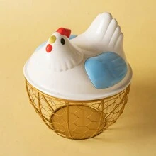 shuo ni mao yi 居家厨房鸡蛋篮塑料盖收纳篮蔬菜铁艺储物篮储物篮水水果篮蔬菜篮金属篮 - 彩色 - 查看 22