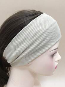 1pc Women's Apricot Simple Solid Color Elastic Ribbed Sweat Absorbing Wide Band Versatile Knotted Headband, Outdoor Activewear & Casual,Hair Accessories,Turban Headband