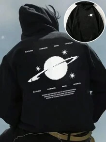 Artistic Print Men's Hooded Sweatshirt | Add Creativity To Your Style - Black - View 7