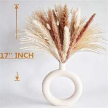 110 PCS Dried Pampas Grass Bouquet, Boho Table Decor, Bunny Tails Dried Flowers, Brown Pompas, White Pampas Grass For Wedding, Home, Rustic Party, Baby Shower Decorations - 彩色 - 查看 3