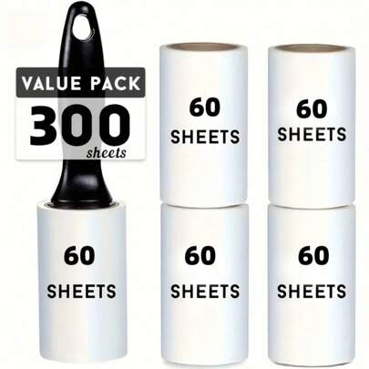 Extra-Sticky Lint Roller For Pet Hair Removal: 60 Sheets/Roll, Lint Remover,Ideal For Dog & Cat Owners, Perfect For Clothes & Furniture Cleaning