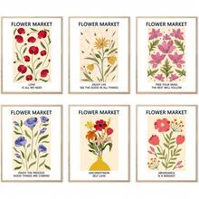 6 bức tranh tường chợ hoa Canvas in tường trang trí hoa tường cổ điển hình ảnh hoa đầy màu sắc nghệ thuật in tường áp phích cổ điển cho phòng thẩm mỹ Boho trang trí phòng ngủ không có khung - Nhiều màu - Xem 1