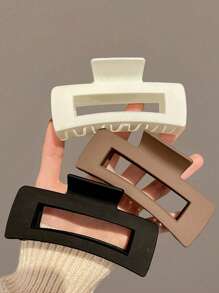 3pcs Square Claw Hair Clips, Shark Shaped Hair Clips For Bun Updo, Suitable For Commuting, Bathroom, Party - 3-piece Set, Multi-color - View 6