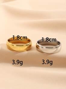 两件套不锈钢简约抛光金银戒指，适合日常佩戴或作为礼物 - 彩色 - 查看 4