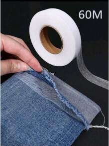 1/2/3cm Wide X 60m White Double-Sided Adhesive Non-Woven Thermal Fusion Fabric Lining, Thin Fusible Bonding Tape For Clothing Accessories, Edge Binder