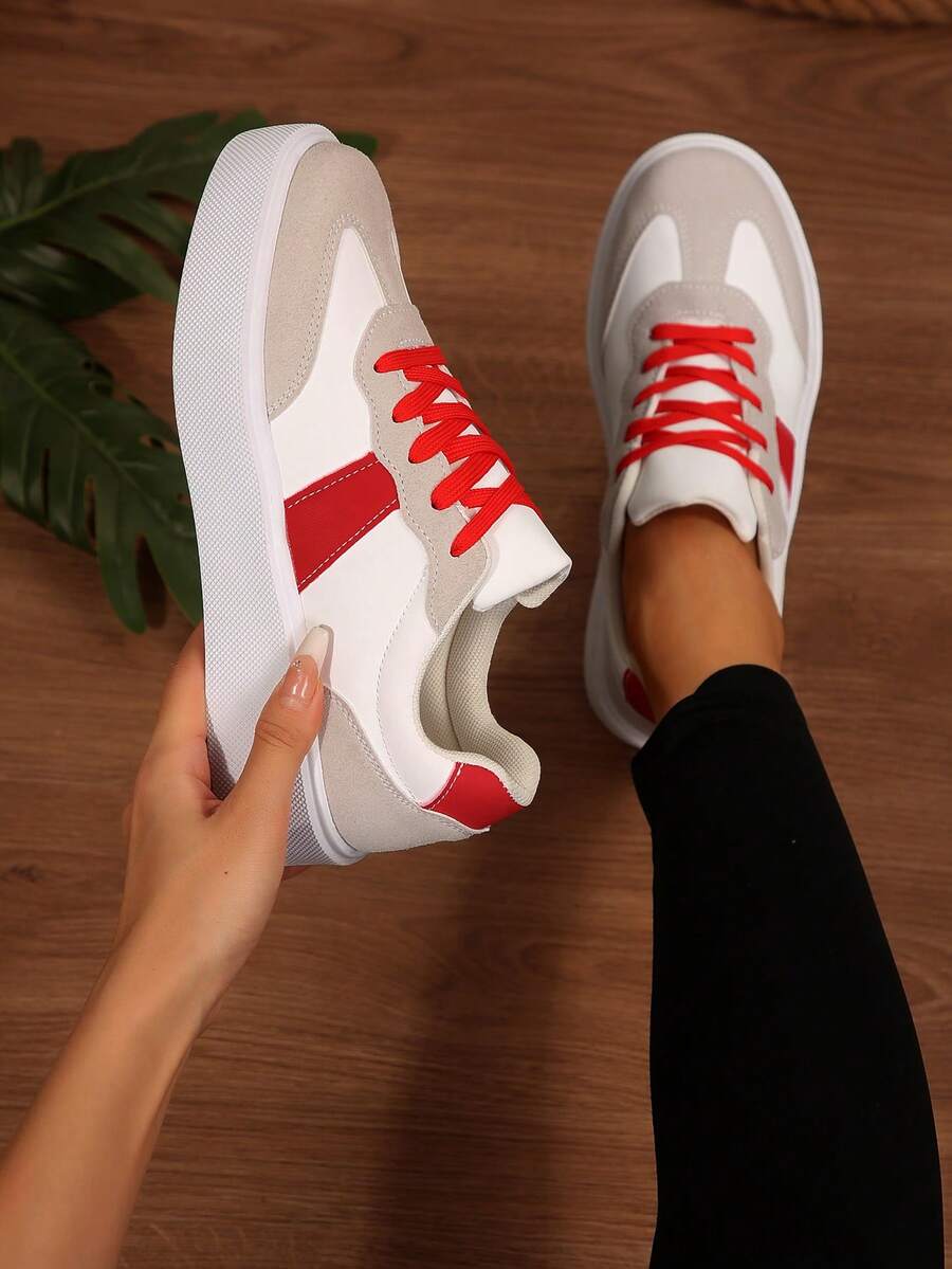Thick Sole Casual White Sneakers, Women's Platform Athletic Trainers