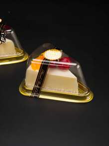 10pcs Triangular Cake Box, Mousse Layer Cake, Transparent Plastic Box Baking And Pastry Packaging Box - Multicolor - View 9