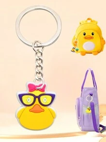 30 pièces Ensemble de porte-clés en PVC avec canard jaune de dessin animé mignon, assortiment de porte-clés décoratifs thématiques, cadeaux de porte-clés de voiture pour la famille et les amis, accessoires de sac/voiture, accessoires de sac, charme scolaire gothique Y2k