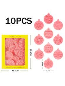 Bộ 10 khuôn cắt bánh quy hình đồ trang trí Giáng sinh, khuôn in 3D, dụng cụ nướng bánh - Nhiều màu - Xem 2