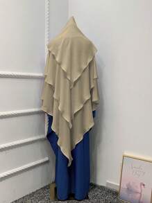 1 pieza Pañuelo de cabeza de gasa de 3 capas de unicolor, transpirable y cómodo, elegante y casual de poliéster, adecuado para todas las estaciones