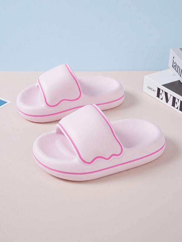 1 Pair Cartoon Pattern EVA Slip-On Flat Slippers With Non-Slip Sole, Comfortable For Girl Summer Wear