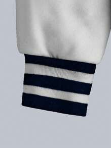 1 szt. nastoletnia dziewczyna luźna, swobodna, patchworkowa, blokowa, z nadrukiem w litery, dzianinowa, ściągaczowa, sportowa kurtka z zamkiem błyskawicznym, mundur baseballowy, wiosna/jesień/zima