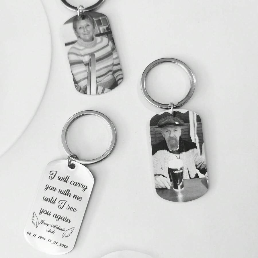Customized Photo Engraved Stainless Steel Military ID Tag Keychain