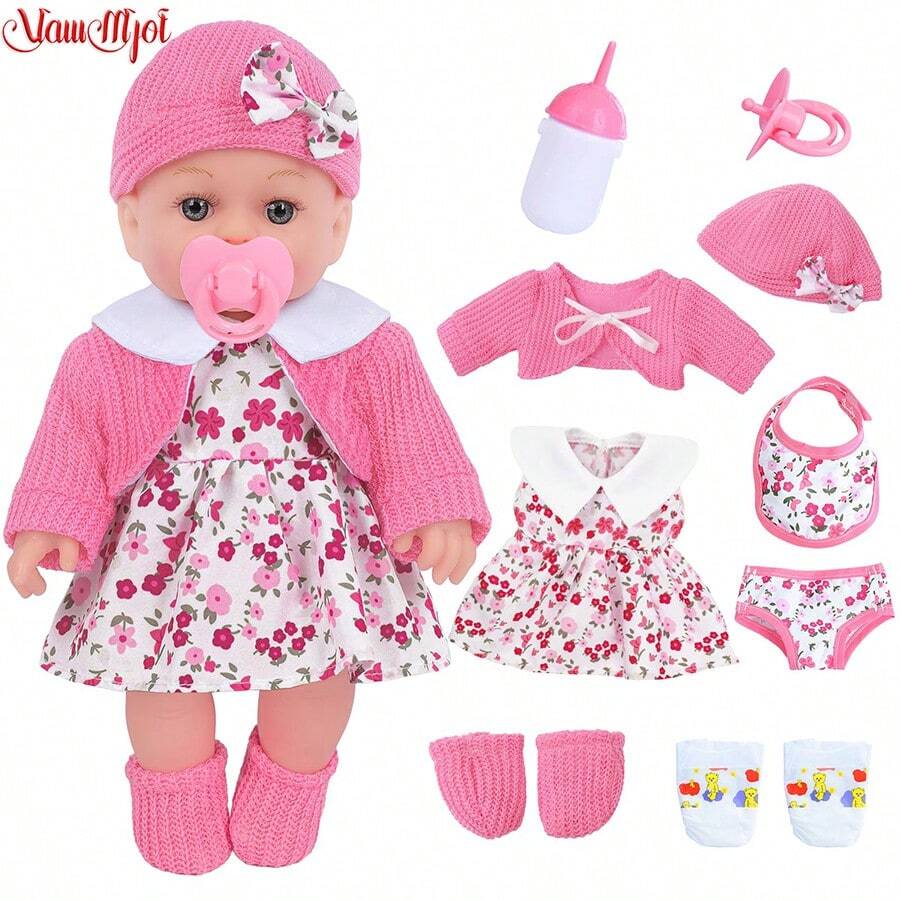 12 Inch Baby Doll With Bed, Reborn Alive Doll Includes Doll