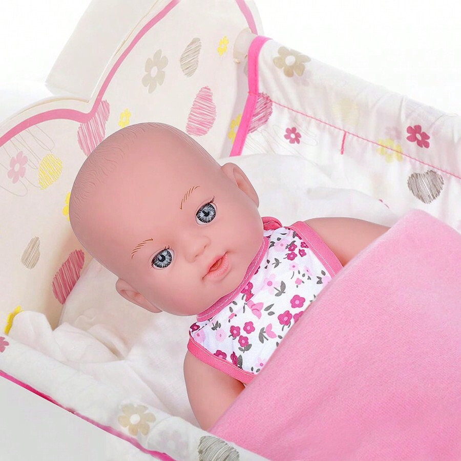 12 Inch Baby Doll With Bed, Reborn Alive Doll Includes Doll