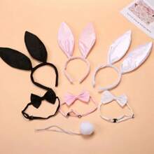 1 Set 3 Stück Plüsch Hasen Schwanz Karnevals Kostüm Set, Weiches 3-teiliges Zubehör Set, Weihnachtsball Zubehör Set, Party Atmosphäre Dekorations Set für Abschlussball und Halloween