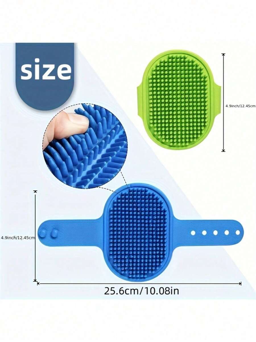 Pet Shampoo Brush, Silicone Massage Rubber Bath Comb With Adjustable