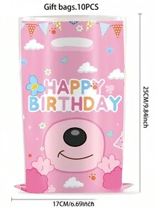 20 件粉色派对餐巾、动物蓝狗主题派对用品、派对装饰品、一次性纸巾、生日派对装饰 - 彩色 - 查看 3