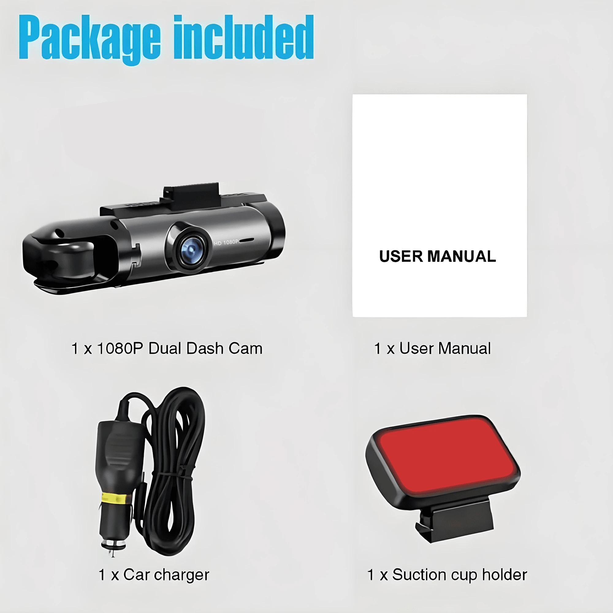 Dual Dash Cam With Night Vision, Dual Channel 1080P Front And BuiltIn