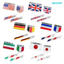 4 Stücke 3D Vereinigte Staaten/Vereinigtes Königreich/Deutschland/Frankreich/Italien/Japan Flagge Aufkleber aus Metall für LKW, Motorrad, Fahrrad, Boot und Fahrzeuge, Fensterdeko im patriotischen Stil (Amerika/Vereinigtes Königreich/Deutschland/Frankreich/Italien/Japan)