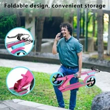 Ciclomotor Scooter 4 Niveles Ajustable Plegable Patin Diablo Urbano Niños Adultos Freno De Mano - Rosa - Ver 7