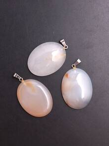 1個40*30毫米天然水晶卵形項鍊,適合女性和男性,粉色蛋白石,帶繩鍊,生日、聖誕心靈禮物,卡片包裝 - 天然石 - 查看 24