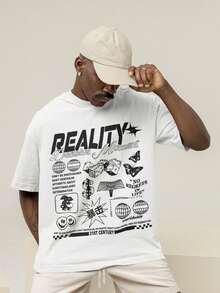 Reality Decisive Moment Men's Oversized T-Shirt 100% Premium Cotton Streetwear Shirt - 白色 - 查看 1