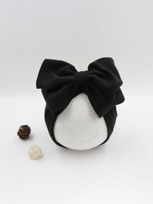 1pc Baby Double Layered Bow Ruffle Beanie Hat, Suitable For Everyday Wear, Newborn & Infant