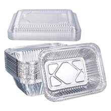 20pcs 5.1x3.9 Inch Aluminum Foil Baking Trays - High Thermal Conductivity Tin Foil Pans - Disposable Cookware For Baking, BBQ, Cooking, Storage, Food Preparation - Silver - View 7