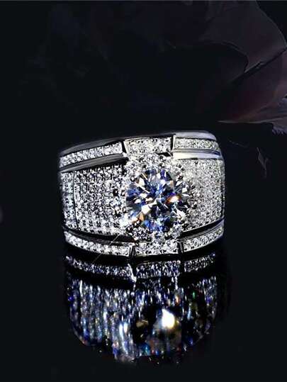 1 件奢华全水钻戒指，优雅女士珠宝配饰，适合日常佩戴、宴会、派对、节日、生日、周年纪念礼物