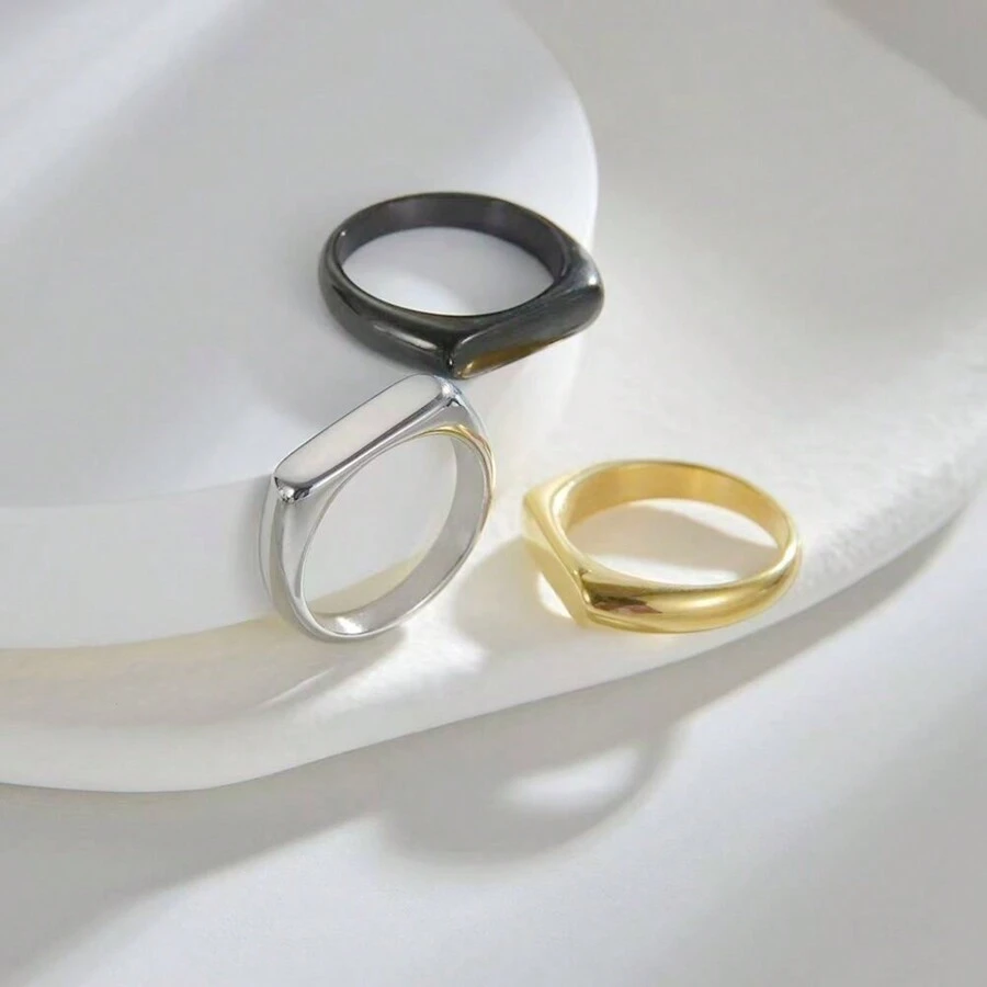 1pc Titanium Steel Fashionable Minimalist Square Plain Ring, Accessory For Party, Suitable For Casual, Business, Gift For Anniversary, Wedding, Birthday, Unisex Elegant & Personalized Ring