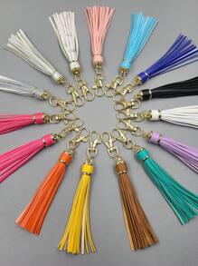 1pc New Fashionable Personalized Leather Tassel Metal Bag Charm Keychain, Suitable For Daily Wear, Bag Accessory, Car Key Chain Decor, Suitable As Gift For Family, Friends, Classmates, Couples, Birthday, Teachers, Souvenir - Multicolor - View 2
