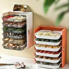 A Multi-Layer Kitchen Foldable Multi-Functional Storage Rack Wall-Mounted Punch-Free Food Preparation Tray - Beige Six Layers - View 7