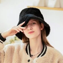 1 chiếc mũ xô lông trơn màu thời trang dành cho nữ, thích hợp cho trang phục ấm áp hàng ngày vào mùa thu/đông cho lễ Halloween - Nhiều màu - Xem 9