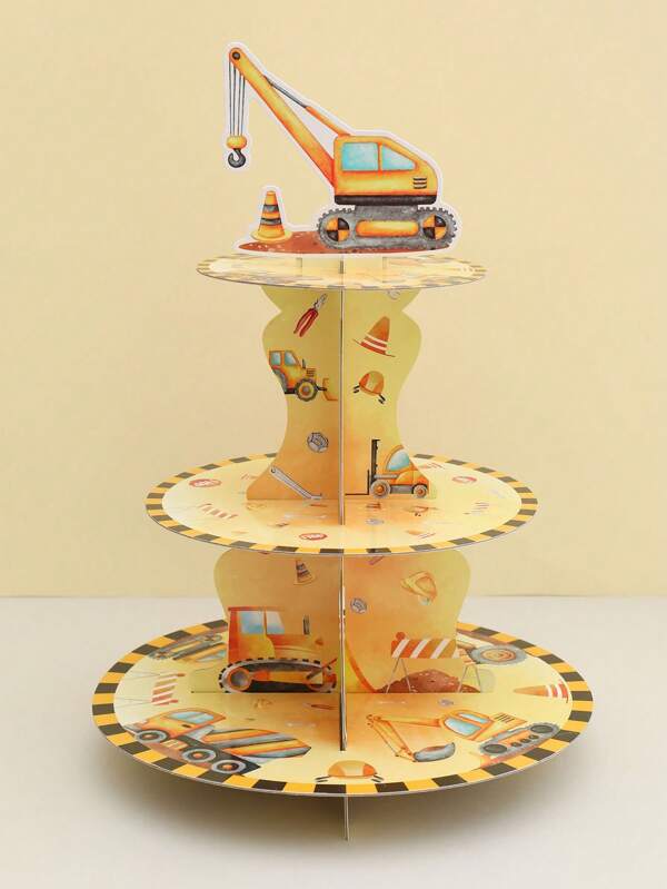 1 Set Bagger Konstruktionsfahrzeug dekorierter Kuchenteller, 6 Stück Kuchenpapier Umrandung, mehrstufiger Cupcake-Ständer, Geburtstag Feiertagsparty Dekoration, DIY Tortendekoration Zubehör, Party Zubehör Kuchendeko, Dessert Lebensmittel Tortenkante Dekoration, Cupcake Umwicklung, Lebensmittel Tablett Lebensmittel Wrapper, Heimdekoration, Geburtstagsfeier Deko, Baby-Dusche Dekor, Partybevorzugungen