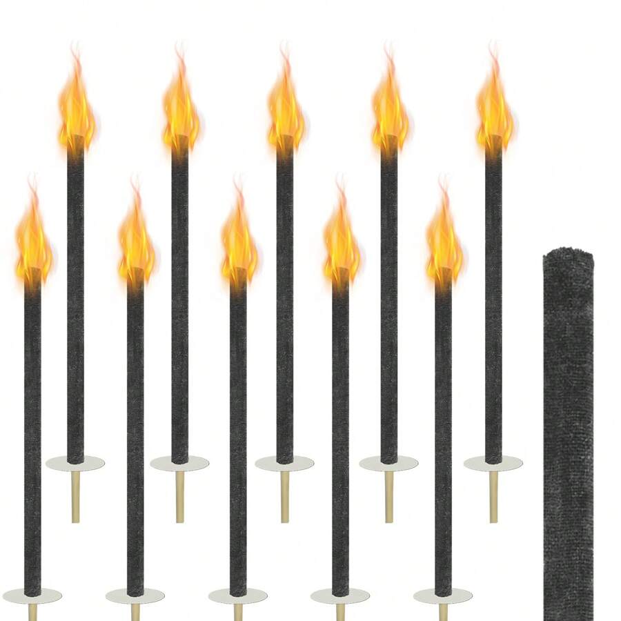 Froadp Torce a cera con protezione per le mani, durata di combustione 100 minuti Torcia da giardino con protezione per le mani e manico extra lungo per giardino, campeggio, escursionismo notturno - nero - Visualizzare 1