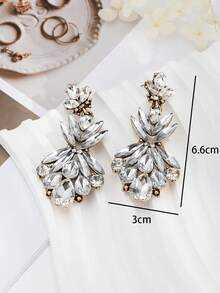 1 Cặp Hoa tai đính pha lê trắng hợp kim cổ điển, thích hợp cho các sự kiện trang trọng và phụ kiện váy dạ hội, dành cho nữ - trắng - Xem 5