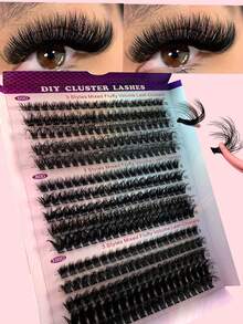 300 Cluster Fluffy Soft Eyelashes, Delicate Individual Lashes 8-16mm Fluffy D Curl Eyelash Extension Cluster 60D 80D 100D DIY Lash At Home
